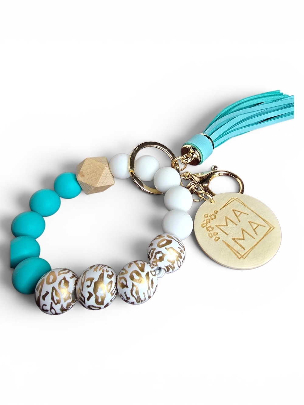 Mama Silicone Bead Wristlet Keychain